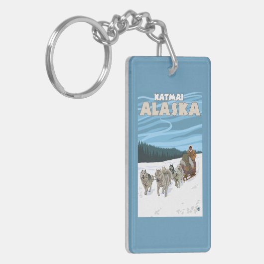 Dog Sledding Scene - Katmai, Alaska Sleutelhanger (Voorkant Links)