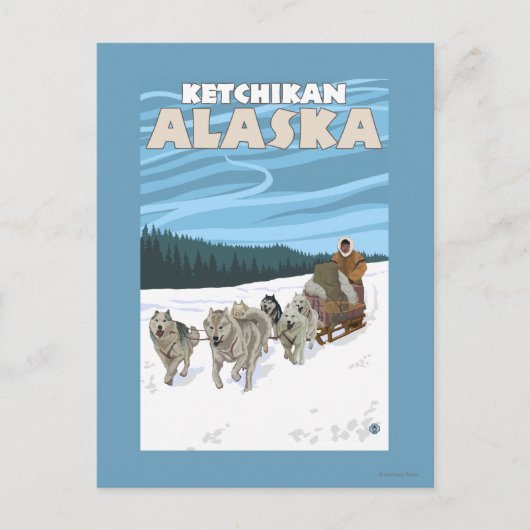 Dog Sledding Scene - Ketchikan, Alaska Briefkaart (Voorkant)