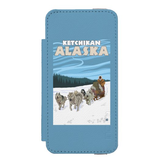 Dog Sledding Scene - Ketchikan, Alaska Incipio iPhone Portemonnee Hoesje (Voorkant Agenda)