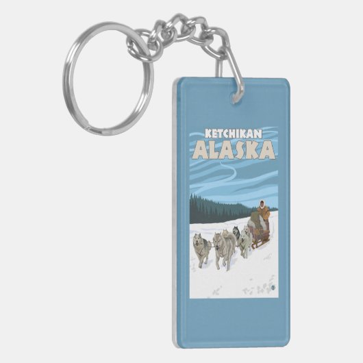 Dog Sledding Scene - Ketchikan, Alaska Sleutelhanger (Voorkant Links)