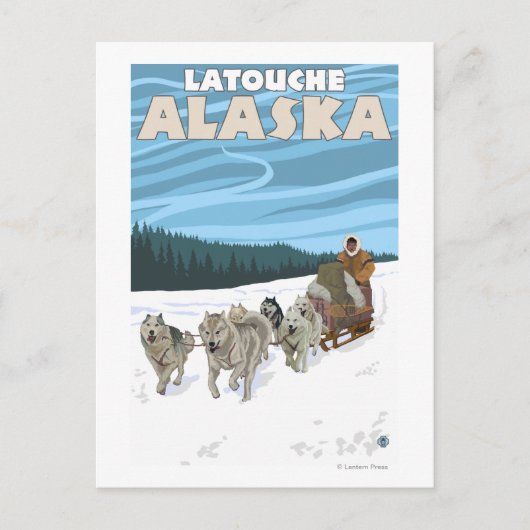 Dog Sledding Scene - Latouche, Alaska Briefkaart (Voorkant)