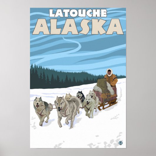 Dog Sledding Scene - Latouche, Alaska Poster (Voorkant)