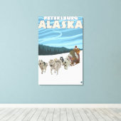 Dog Sledding Scene - Petersburg, Alaska Canvas Afdruk (Insitu (Houten vloer))
