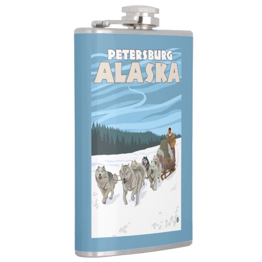 Dog Sledding Scene - Petersburg, Alaska Heupfles (Rechts)