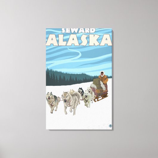 Dog Sledding Scene - Seward, Alaska Canvas Afdruk (Voorkant)