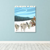 Dog Sledding Scene - Seward, Alaska Canvas Afdruk (Insitu (Houten vloer))