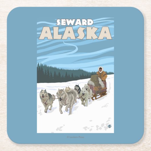 Dog Sledding Scene - Seward, Alaska Kartonnen Onderzetters (Voorkant)
