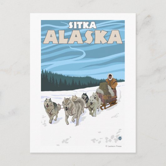 Dog Sledding Scene - Sitka, Alaska Briefkaart (Voorkant)