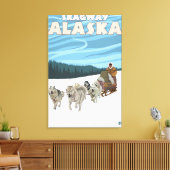 Dog Sledding Scene - Skagway, Alaska Canvas Afdruk (Insitu (Woonkamer))