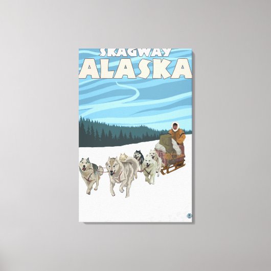 Dog Sledding Scene - Skagway, Alaska Canvas Afdruk (Voorkant)