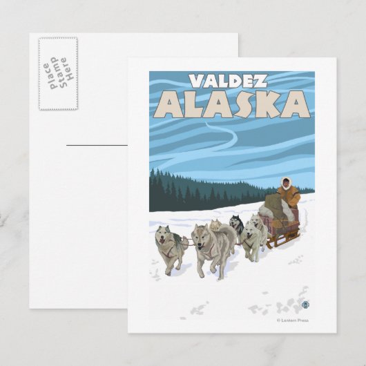 Dog Sledding Scene - Valdez, Alaska Briefkaart (Voorkant / Achterkant)