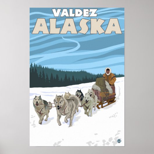 Dog Sledding Scene - Valdez, Alaska Poster (Voorkant)
