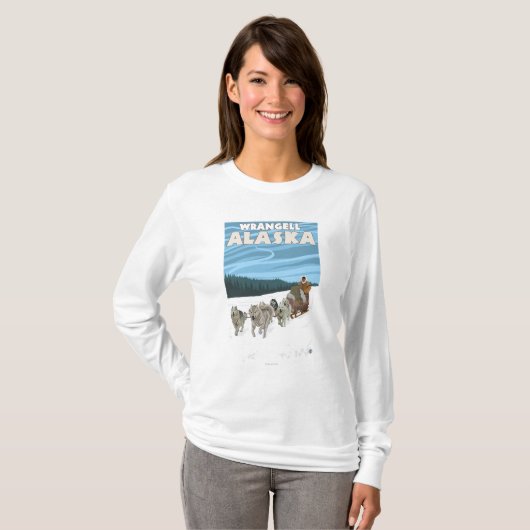 Dog Sledding Scene - Wrangell, Alaska T-shirt (Voorkant volledig)