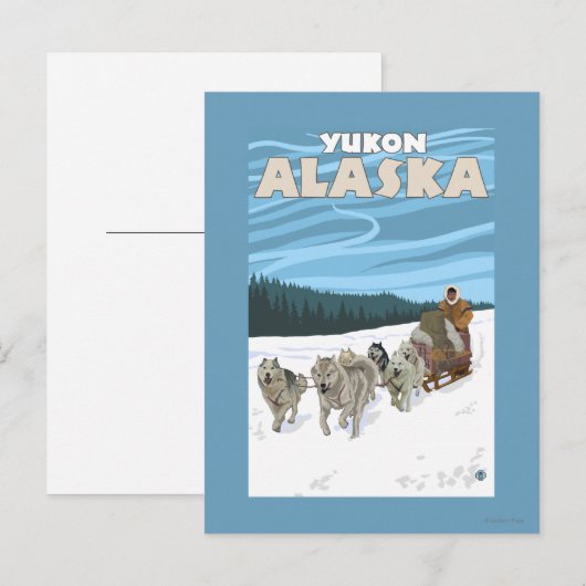 Dog Sledding Scene - Yukon, Alaska Briefkaart (Voorkant / Achterkant)