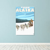 Dog Sledding Scene - Yukon, Alaska Canvas Afdruk (Insitu (Houten vloer))