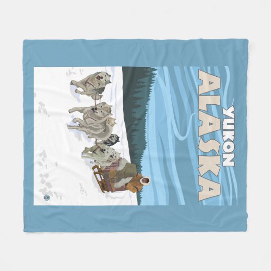 Dog Sledding Scene - Yukon, Alaska Fleece Deken (Voorkant (Horizontaal))