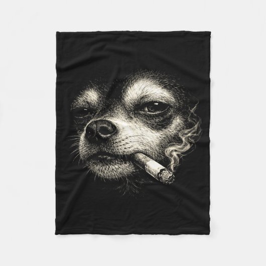 Dog smoking cigarette funny chihuahua face meme fleece deken (Voorkant)