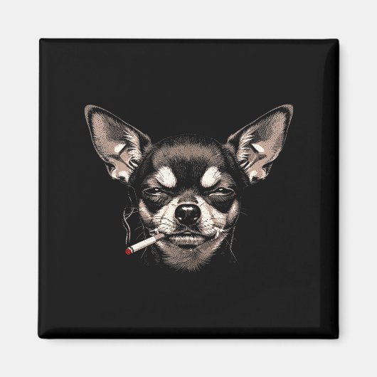 Dog Smoking Cigarette Funny Chihuahua Meme Men Wom Magneet (Voorkant)