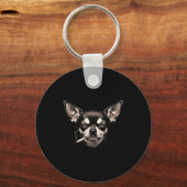 Dog Smoking Cigarette Funny Chihuahua Meme Men Wom Sleutelhanger (Voorkant)