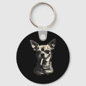 Dog Smoking Cigarette Funny Chihuahua Meme  Sleutelhanger (Voorkant)