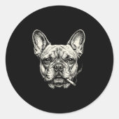 Dog Smoking Cigarette Funny French Bulldog Meme  Ronde Sticker (Voorkant)