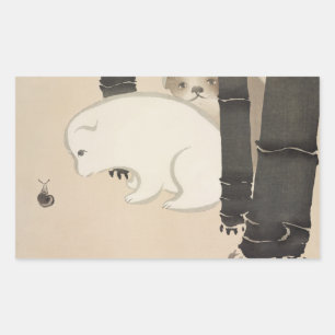 Dog snail Kamisaka Sekka japan schilderkunst canva Rechthoekige Sticker