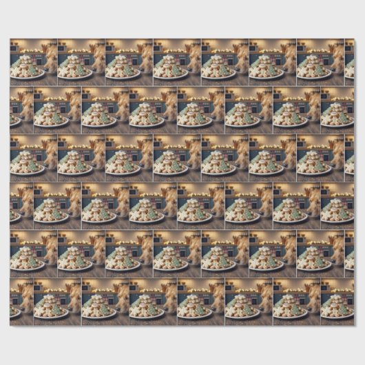 Dog Sniffing Christmas Sugar Cookies Cadeaupapier (Vlak)