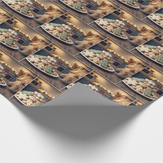 Dog Sniffing Christmas Sugar Cookies Cadeaupapier (Hoek)
