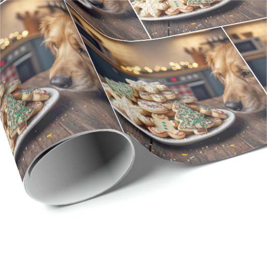 Dog Sniffing Christmas Sugar Cookies Cadeaupapier (Rol Hoek)