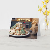 Dog Sniffing Christmas Sugar Cookies Kaart (Gele Bloem)