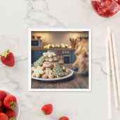 Dog Sniffing Christmas Sugar Cookies Servet (Insitu)