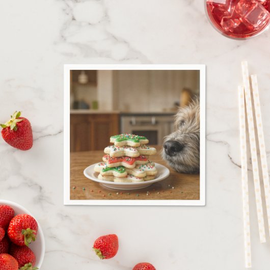 Dog Sniffing Christmas Sugar Cookies Servet (Insitu)