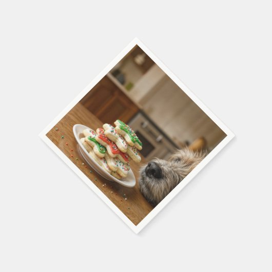 Dog Sniffing Christmas Sugar Cookies Servet (Hoek)