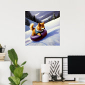 Dog Snow Tubing Poster (Thuiskantoor)