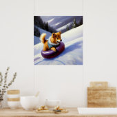 Dog Snow Tubing Poster (Keuken)