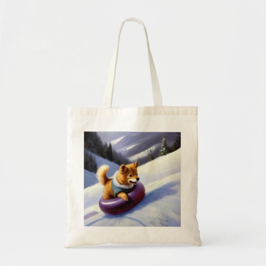 Dog Snow Tubing Tote Bag (Voorkant)