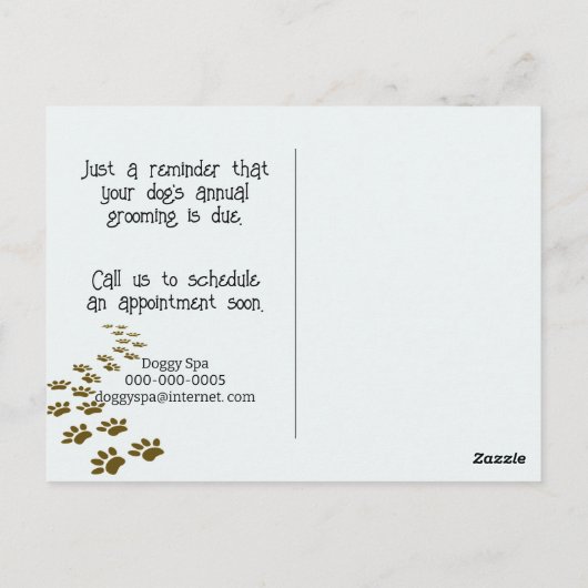 Dog Spa Grooming Briefkaart (Achterkant)