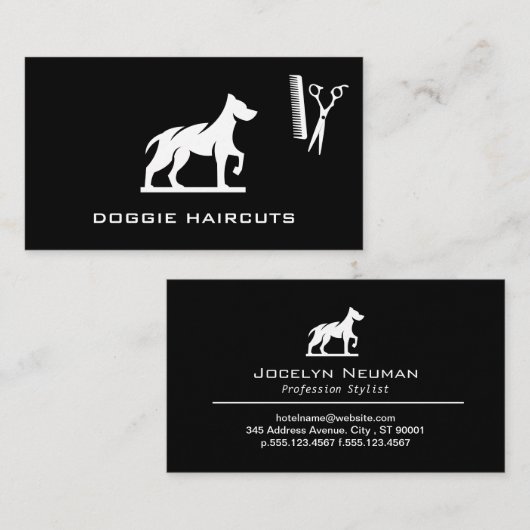 Dog Standing Logo | Schaar Comb Visitekaartje (Voorkant / Achterkant)