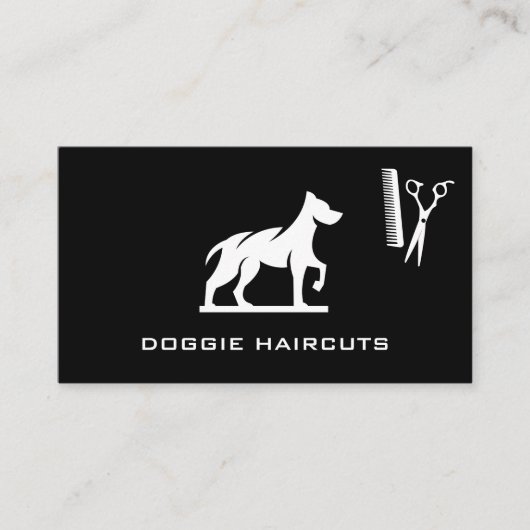 Dog Standing Logo | Schaar Comb Visitekaartje (Voorkant)