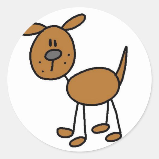 Dog Stick Figuur Sticker (Voorkant)