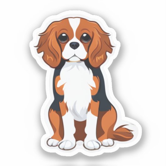 Dog Sticker Cavalier koning charles geïllustreerd (Voorkant)
