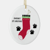 Dog Stocking and Paw Prints Ornament (Rechts)