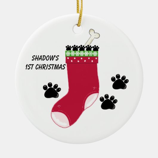 Dog Stocking and Paw Prints Ornament (Voorkant)