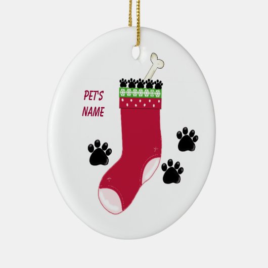 Dog Stocking and Paw Prints Ornament (Rechts)