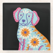 Dog Sugar Skull Day van de dode zwarte Onderzetter (Voorkant)