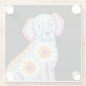 Dog Sugar Skull Day van de dode zwarte Onderzetter Glazen Onderzetter (Achterkant)