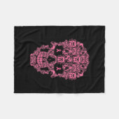 Dog Sugar Skull Roze Lintje Borstkanker Fleece Deken (Voorkant (Horizontaal))