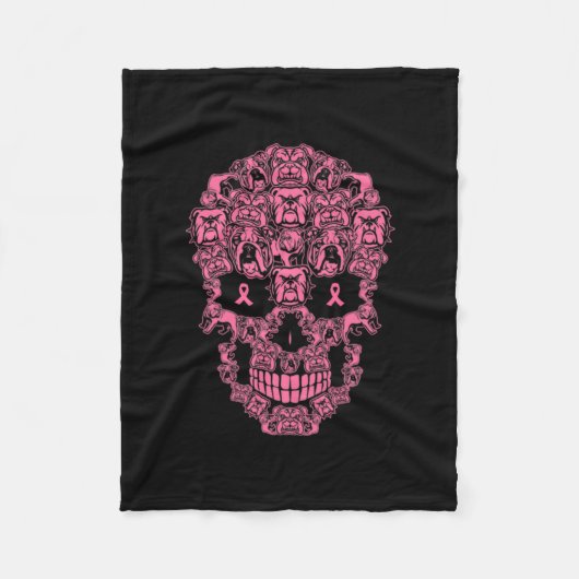 Dog Sugar Skull Roze Lintje Borstkanker Fleece Deken (Voorkant)