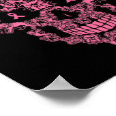 Dog Sugar Skull Roze Lintje Borstkanker Poster (Hoek)
