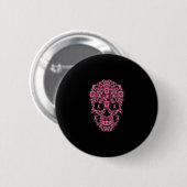 Dog Sugar Skull Roze Lintje Borstkanker Ronde Button 5,7 Cm (Voorkant /achterkant)